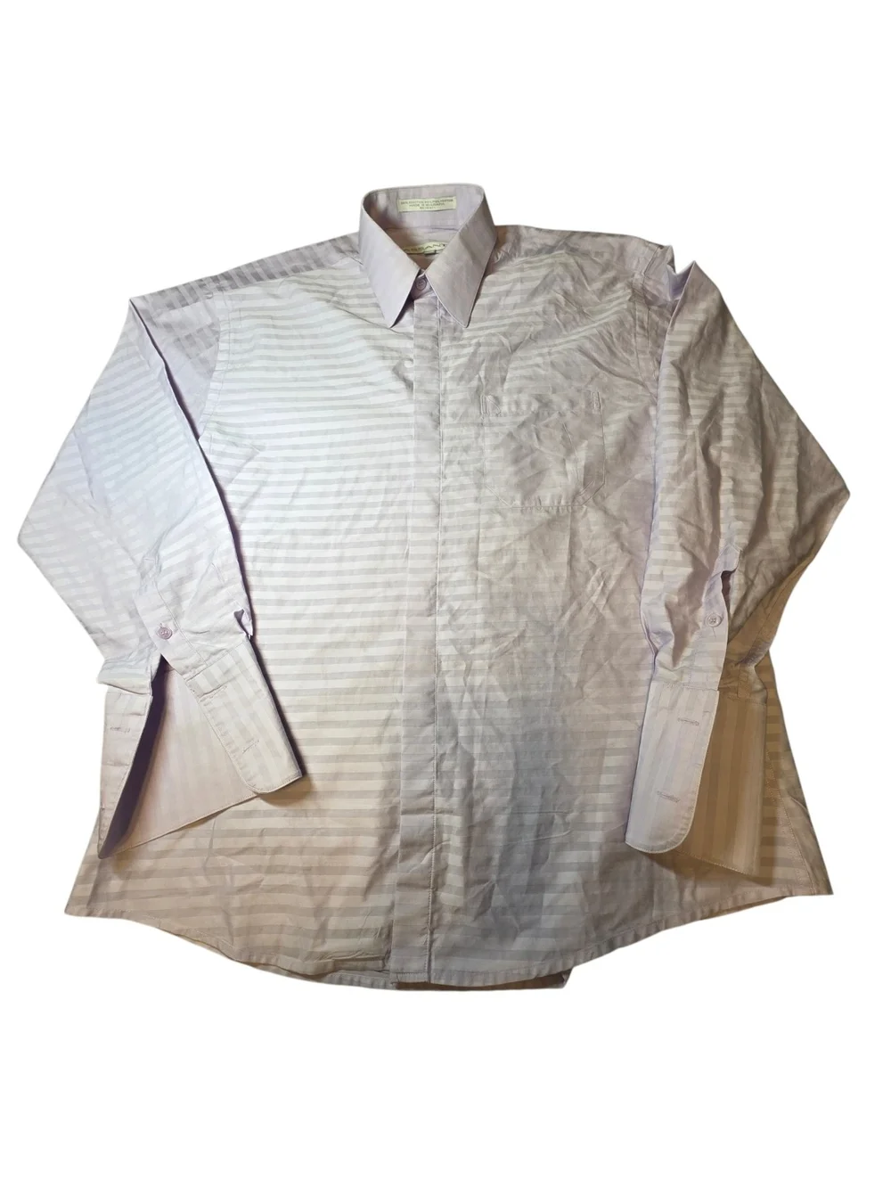 Assante Lavender Purple Striped Men's Long Sleeve Dress Shirt Size 16.5 Cotton